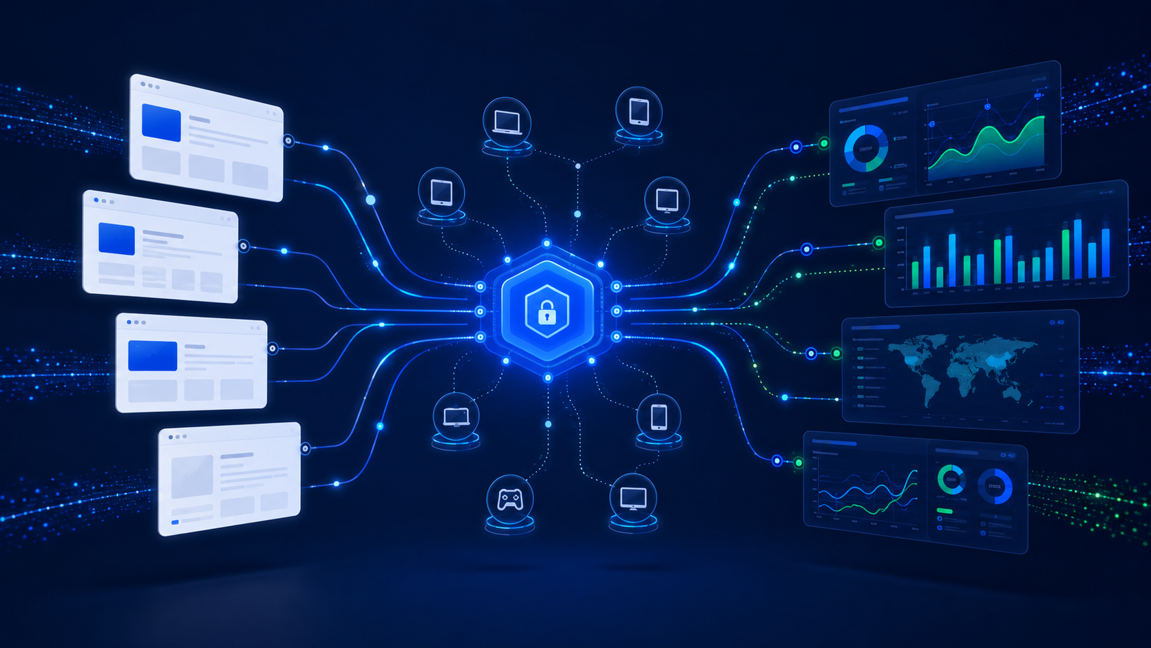 Pseudonymous visitor identity graph connected to website analytics dashboards